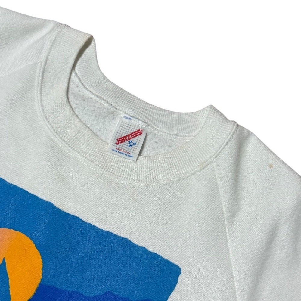 Vintage 90s Jerzees Myrtle Beach Sailboat Graphic Sweatshirt White Mens XL - Picture 6 of 8